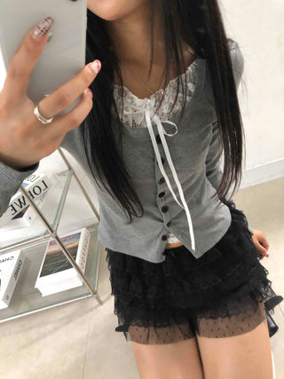 Lace frill tiered cake shorts