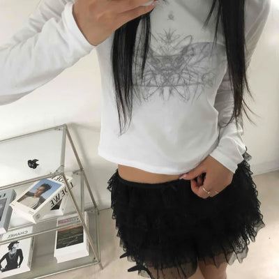 Unique Skull Print Long Sleeve T-shirt
