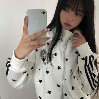 Hip Cutie Star Beads Two-Way Zipper Zip-Up