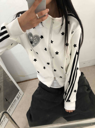 Hip Cutie Star Beads Two-Way Zipper Zip-Up