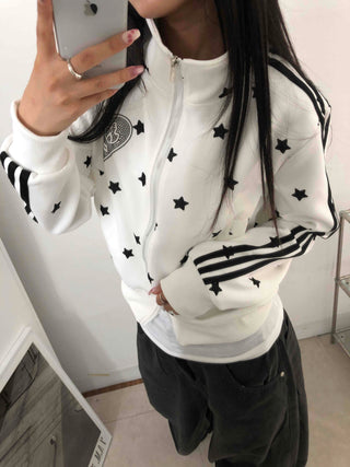 Hip Cutie Star Beads Two-Way Zipper Zip-Up