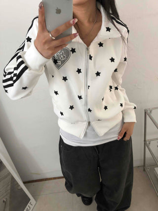 Hip Cutie Star Beads Two-Way Zipper Zip-Up
