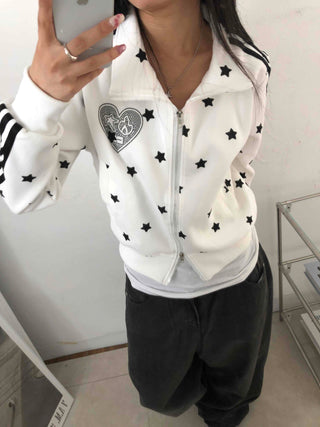 Hip Cutie Star Beads Two-Way Zipper Zip-Up