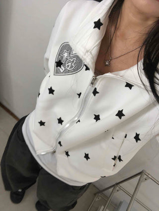Hip Cutie Star Beads Two-Way Zipper Zip-Up