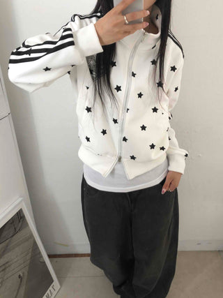 Hip Cutie Star Beads Two-Way Zipper Zip-Up