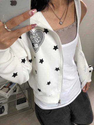 Hip Cutie Star Beads Two-Way Zipper Zip-Up