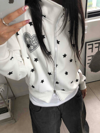 Hip Cutie Star Beads Two-Way Zipper Zip-Up