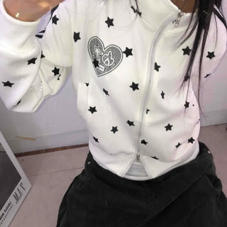 Hip Cutie Star Beads Two-Way Zipper Zip-Up