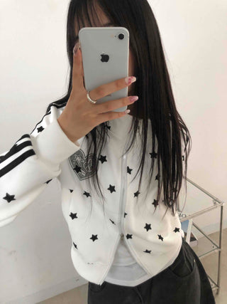 Hip Cutie Star Beads Two-Way Zipper Zip-Up