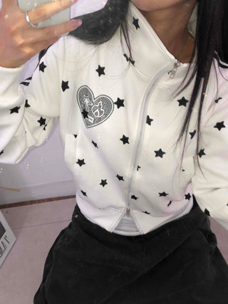 Hip Cutie Star Beads Two-Way Zipper Zip-Up