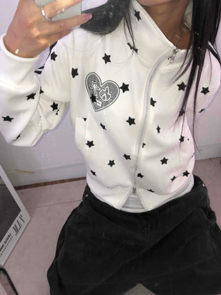 Hip Cutie Star Beads Two-Way Zipper Zip-Up