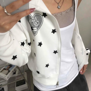 Hip Cutie Star Beads Two-Way Zipper Zip-Up