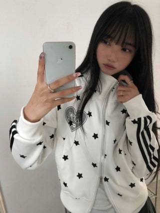 Hip Cutie Star Beads Two-Way Zipper Zip-Up