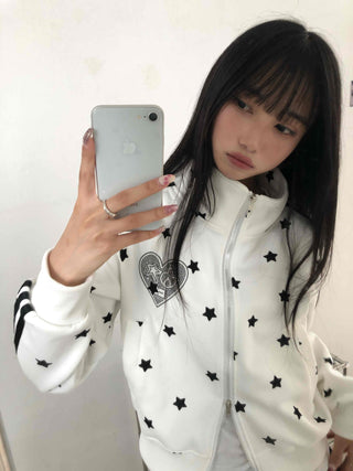Hip Cutie Star Beads Two-Way Zipper Zip-Up