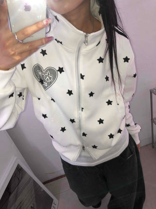 Hip Cutie Star Beads Two-Way Zipper Zip-Up