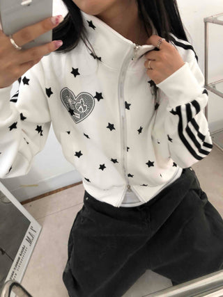 Hip Cutie Star Beads Two-Way Zipper Zip-Up