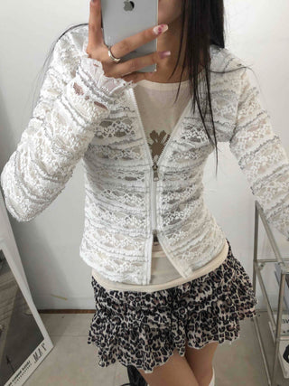 Brown Leto Leopard Frill Mini Skirt