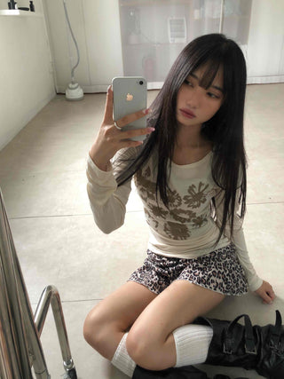 Brown Leto Leopard Frill Mini Skirt