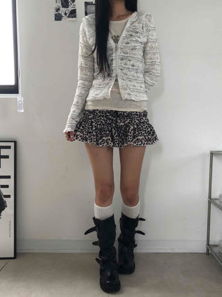 Brown Leto Leopard Frill Mini Skirt