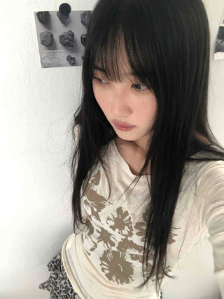 Loose Flower Round Neck Long Sleeve T-shirt