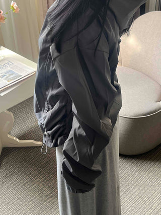 Oversized High-Neck Snap Button Hoodie