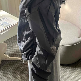 Oversized High-Neck Snap Button Hoodie