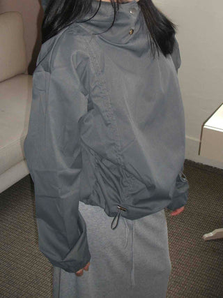 Oversized High-Neck Snap Button Hoodie