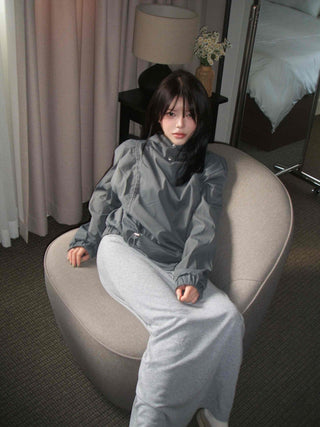 Oversized High-Neck Snap Button Hoodie