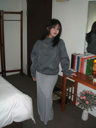 Oversized High-Neck Snap Button Hoodie