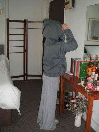 Oversized High-Neck Snap Button Hoodie