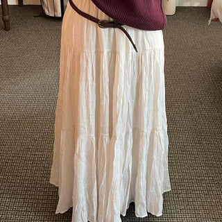 Bohemian Shirred Cotton A-Line Maxi Skirt