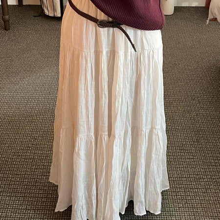 Bohemian Shirred Cotton A-Line Maxi Skirt