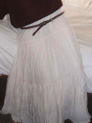 Bohemian Shirred Cotton A-Line Maxi Skirt