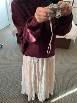 Bohemian Shirred Cotton A-Line Maxi Skirt