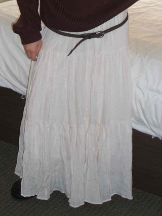 Bohemian Shirred Cotton A-Line Maxi Skirt