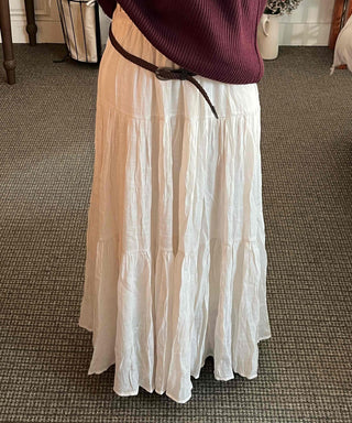 Bohemian Shirred Cotton A-Line Maxi Skirt