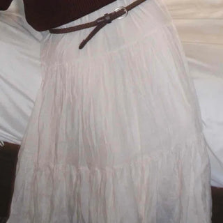 Bohemian Shirred Cotton A-Line Maxi Skirt