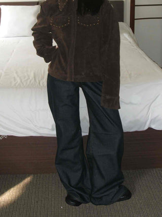 Western Studded Suede Zip-Up Jacket