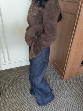 Western Studded Suede Zip-Up Jacket
