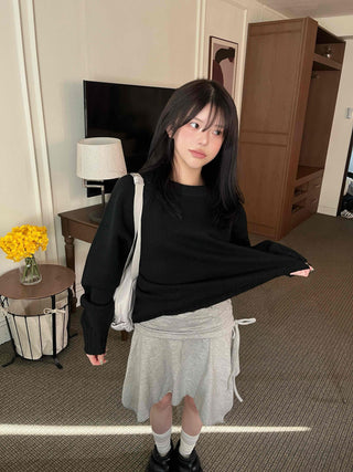 Side Ribbon Sweat Tennis Skirt