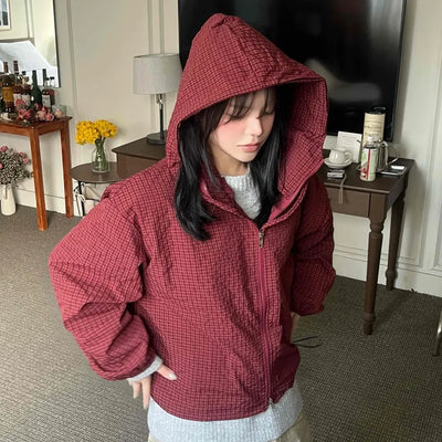 Oversized Quilted Hooded Zip-Up Jumper