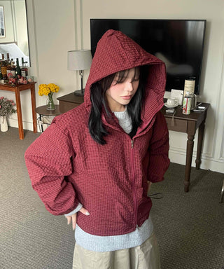 Oversized Quilted Hooded Zip-Up Jumper
