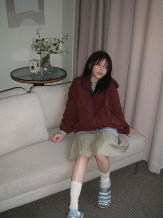 Oversized Quilted Hooded Zip-Up Jumper