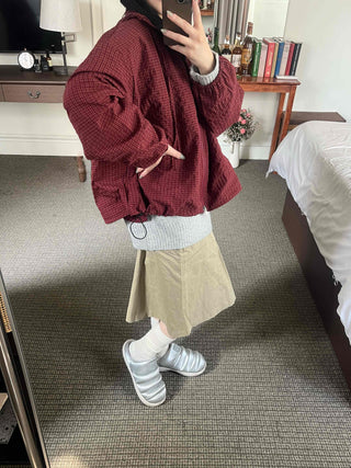 Oversized Quilted Hooded Zip-Up Jumper