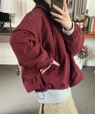 Oversized Quilted Hooded Zip-Up Jumper