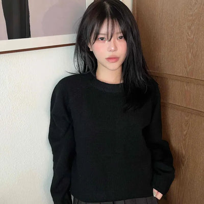 Basic Crew Neck Short Ribbed Knit