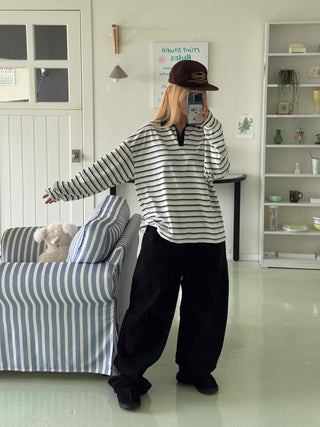 Steady Stripe Loose Fit Long Sleeve T-shirt