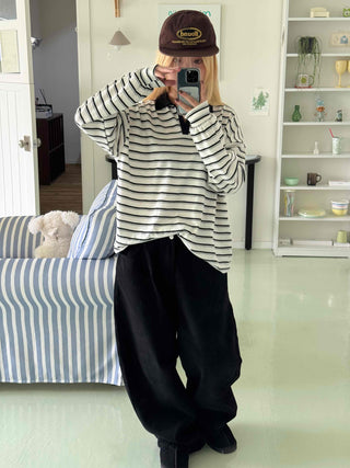 Steady Stripe Loose Fit Long Sleeve T-shirt