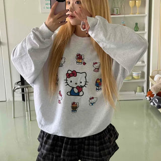 Kitty Multi Fleece Loose Fit Cozy Sweatshirt