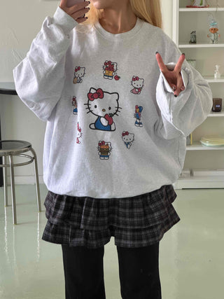 Kitty Multi Fleece Loose Fit Cozy Sweatshirt